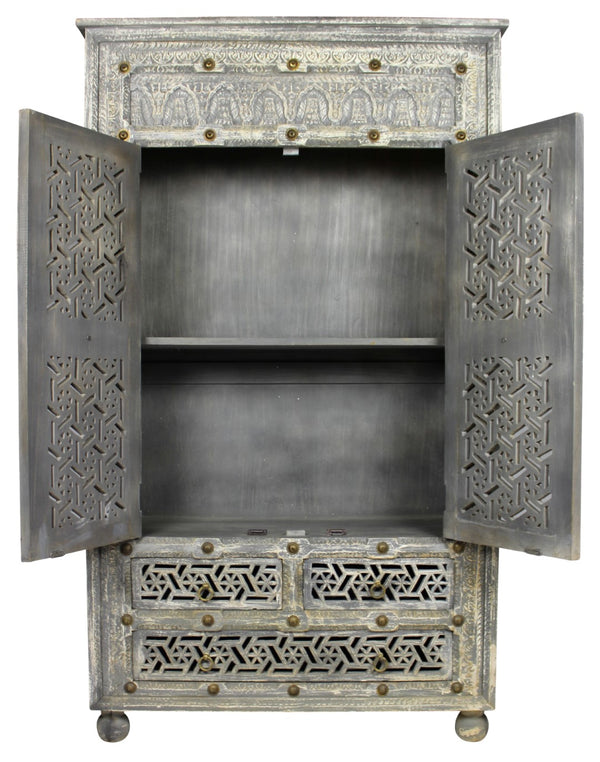 Moti Burman Armoire - 2-Door 3-Drawer in Aged Gray 43001001