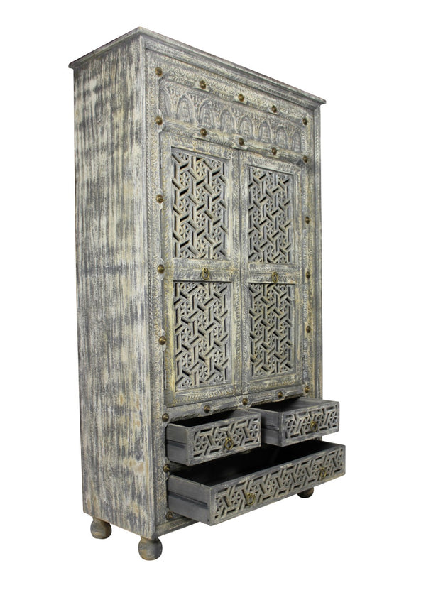 Moti Burman Armoire - 2-Door 3-Drawer in Aged Gray 43001001