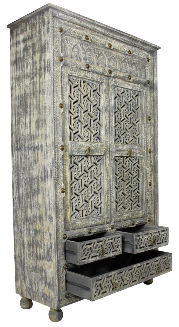 Moti Burman Armoire - 2-Door 3-Drawer in Aged Gray 43001001