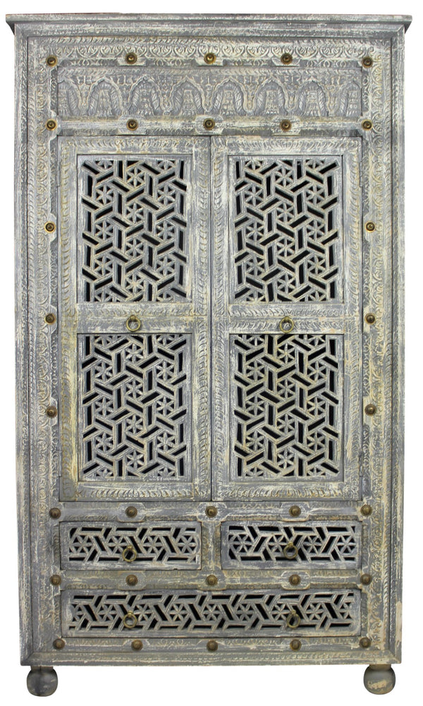 Moti Burman Armoire - 2-Door 3-Drawer in Aged Gray 43001001