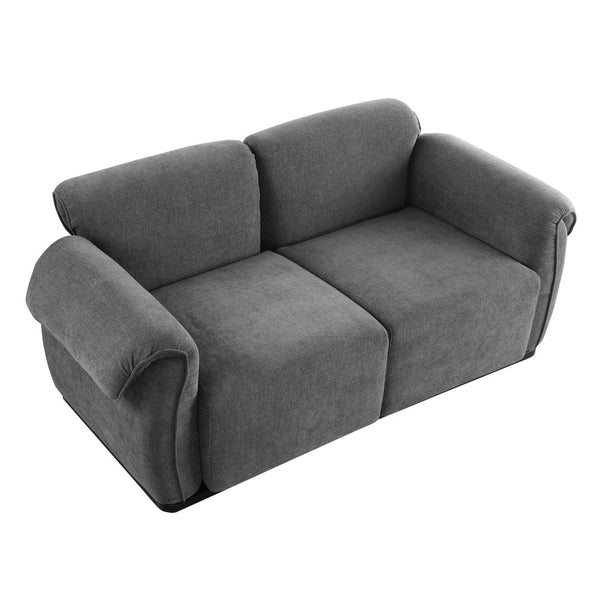 English Elm 102 Inch Linen Modular Sectional Sofa with Hidden Storage and Cloud Cushion Comfort Grey W1099S00204