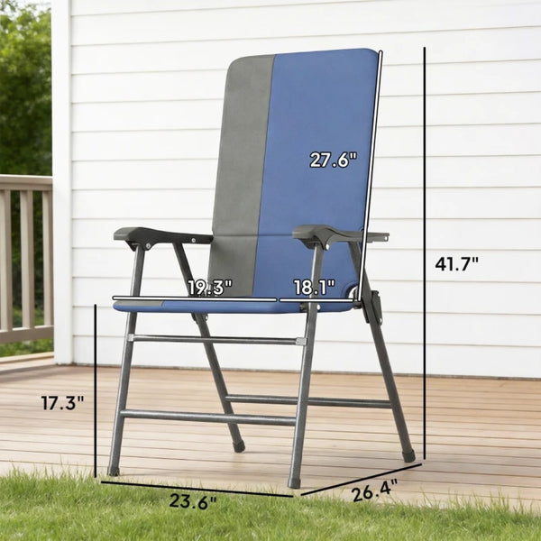 English Elm Outdoor Folding High Back Lawn Chairs with Steel Frame and Oxford Cloth Seating Set of 2 T3971P476030