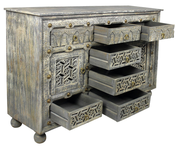 Moti Burman Sideboard-2-Door, 7-Drawer in Aged Gray 43009023