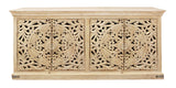 Carter Flores 4-Door Sideboard in Distressed White Finish on Mango Solid Wood