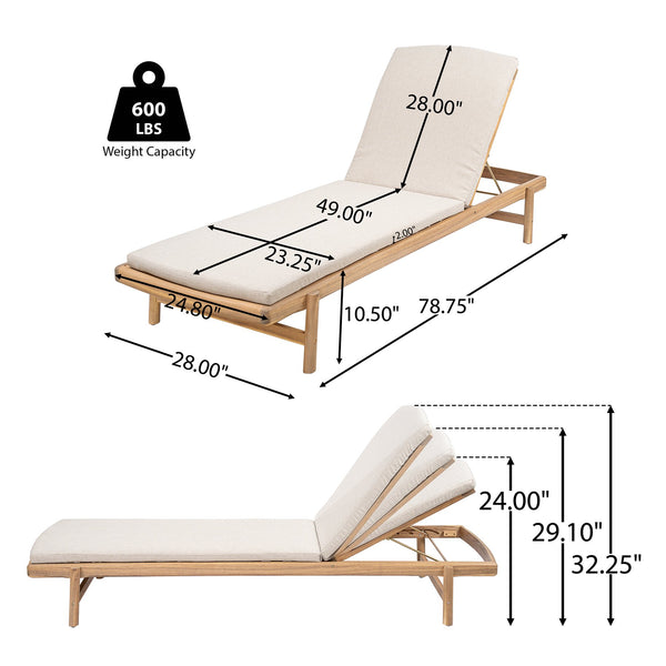English Elm Christopher Knight Home® - Mallorca Acacia Wood Chaise Lounges Set Of 2 With Water-Repellent Cushions For Outdoor Relaxation N775P263984T