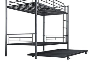 English Elm Contemporary Twin-Over-Twin Bunk Bed with Pull-Out Trundle and Built-In Ladder for Space-Saving Rooms Black 80 L x 15 W x 7 H B2741P350233