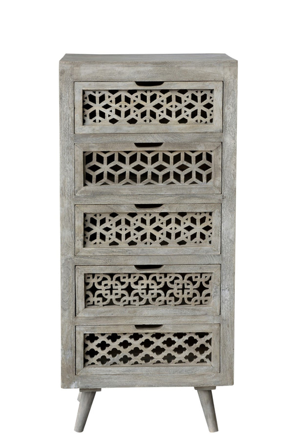 Moti Halle 5-Drawer Hand-carved Tall Chest 43015002
