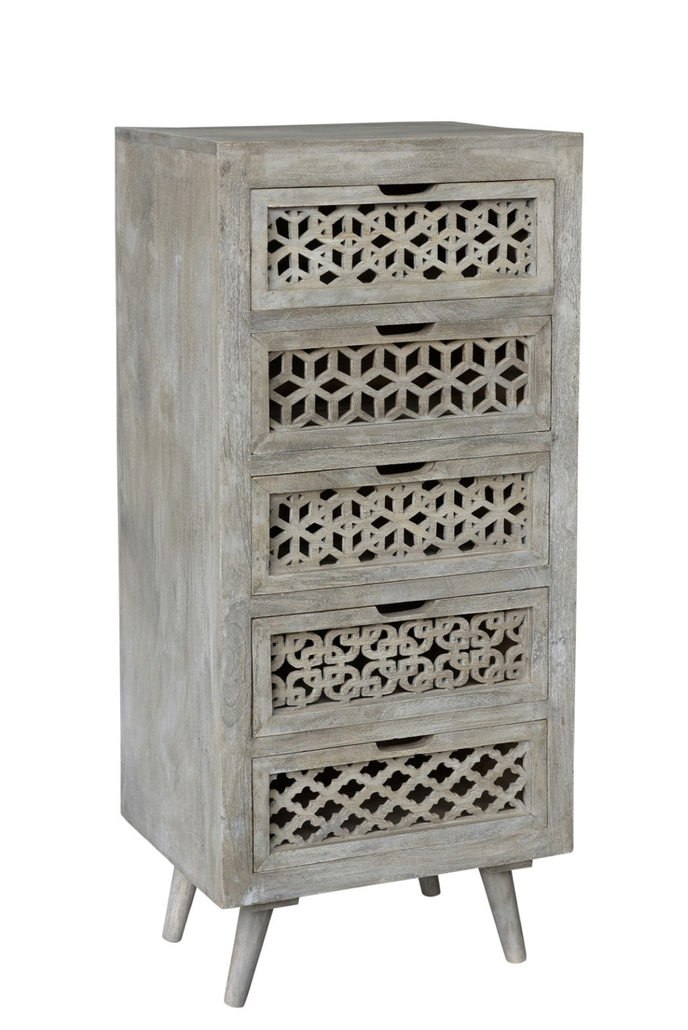 Moti Halle 5-Drawer Hand-carved Tall Chest 43015002