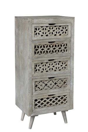 Moti Halle 5-Drawer Hand-carved Tall Chest 43015002