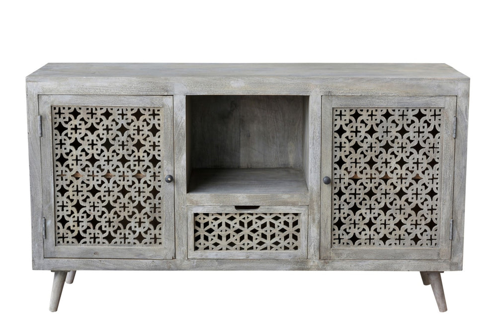 Moti Halle 2 Doors, 1-Drawer Hand-carved Media Console 43018002