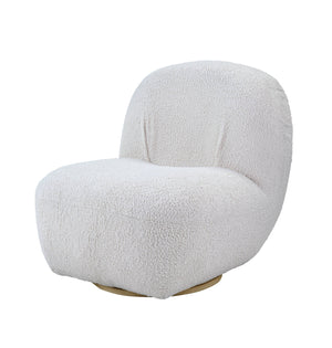 English Elm Yedaid Plush White Teddy Sherpa Accent Chair with 360° Swivel, Full Foam Comfort & Wooden Frame B2726P251792