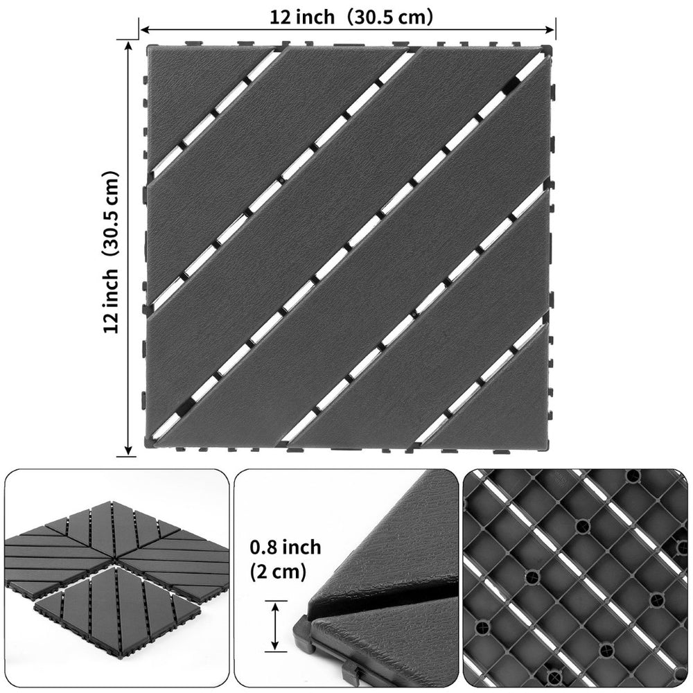 English Elm Plastic Interlocking Patio Tiles Waterproof Pp Grid for Pool Decks and Balconies 44 Pack W3022P251841