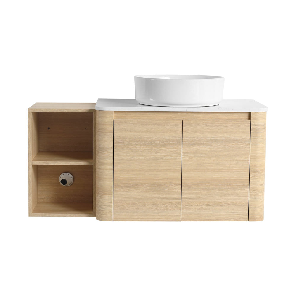 English Elm 42'' Modern Wall-Mounted Bathroom Vanity With Soft-Close Doors, Ceramic Sink & Ample Storage Solutions W999S00473