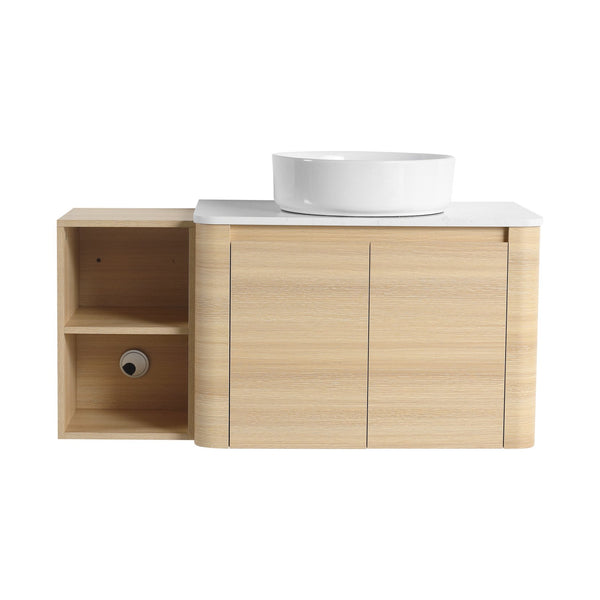 English Elm 42'' Modern Wall-Mounted Bathroom Vanity With Soft-Close Doors, Ceramic Sink & Ample Storage Solutions W999S00473