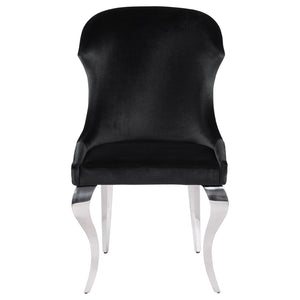 English Elm Daphne Velvet Wingback Dining Chairs with Nailhead Trim and Cabriole Legs Set of 2 Black B062S01462