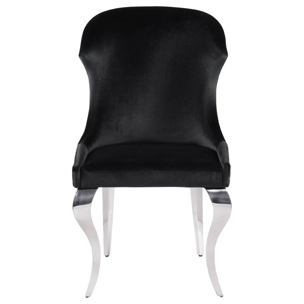 English Elm Daphne Velvet Wingback Dining Chairs with Nailhead Trim and Cabriole Legs Set of 2 Black B062S01462