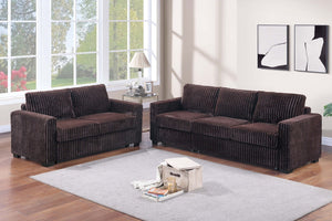 English Elm Modern Corduroy Sofa and Loveseat Set Plush Jumbo Fabric Living Room Seating B011S02203