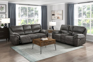 English Elm Plush Power Reclining Loveseat Microfiber Upholstered with Usb Port and Console Gray B011P230436