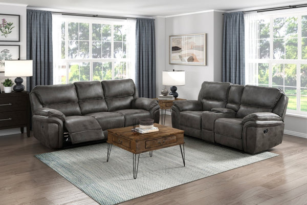 English Elm Plush Power Reclining Loveseat Microfiber Upholstered with Usb Port and Console Gray B011P230436