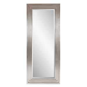 Howard Elliott Delano Contemporary Mirror - Beveled Elegance With Stepped Wood Frame For Stylish Home Decor Silver Wood 43057-howard-elliott