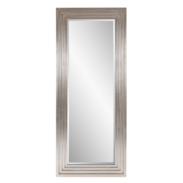 Howard Elliott Delano Contemporary Mirror - Beveled Elegance With Stepped Wood Frame For Stylish Home Decor Silver Wood 43057-howard-elliott