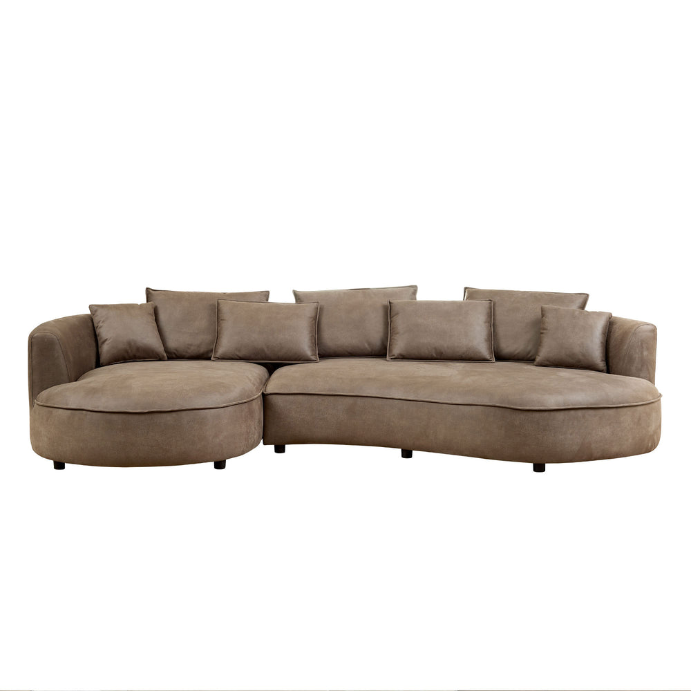 English Elm 128.74 Inch Modern Curved Sectional Sofa - 5-Seat Leathaire Couch For Stylish Living Rooms & Offices W2582S00140