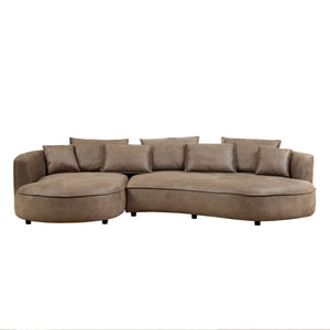 English Elm 128.74 Inch Modern Curved Sectional Sofa - 5-Seat Leathaire Couch For Stylish Living Rooms & Offices W2582S00140