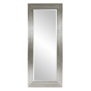 Howard Elliott Delano Contemporary Mirror - Beveled Elegance With Stepped Wood Frame For Stylish Home Decor Silver Wood 43057n-howard-elliott