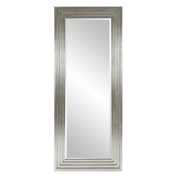 Howard Elliott Delano Contemporary Mirror - Beveled Elegance With Stepped Wood Frame For Stylish Home Decor Silver Wood 43057n-howard-elliott