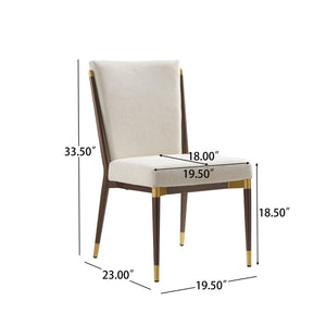 English Elm Armless Dining Chairs Iron Frame Wood Grain Finish Ergonomic Cushioned Seat Set of 2 Brown+Beige N771P345829W