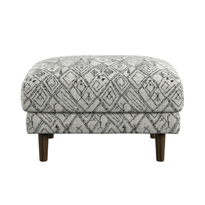 English Elm Wallace & Bay - Black Abstract Ottoman Mid-Century Modern Engineered Wood Accent Bench in Petroglyph Black, Easy Care, 26.8"L B2709P212470