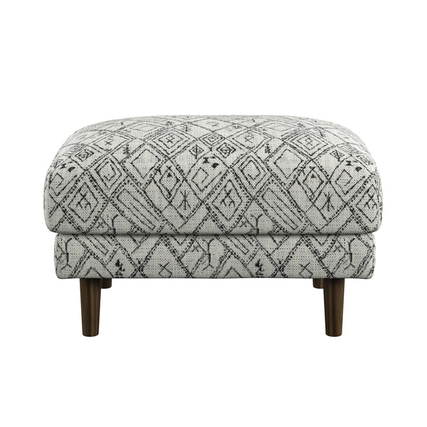 English Elm Wallace & Bay - Black Abstract Ottoman Mid-Century Modern Engineered Wood Accent Bench in Petroglyph Black, Easy Care, 26.8"L B2709P212470