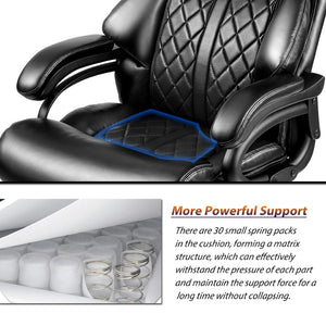 English Elm 500lbs Capacity Executive Office Chair Wide Spring Seat Ergonomic Lumbar Support Swivel W5201P418041