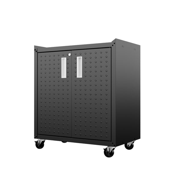English Elm Rolling Metal Garage Cabinet with Locking Doors Diamond Texture Industrial Storage Charcoal Grey B365P398225