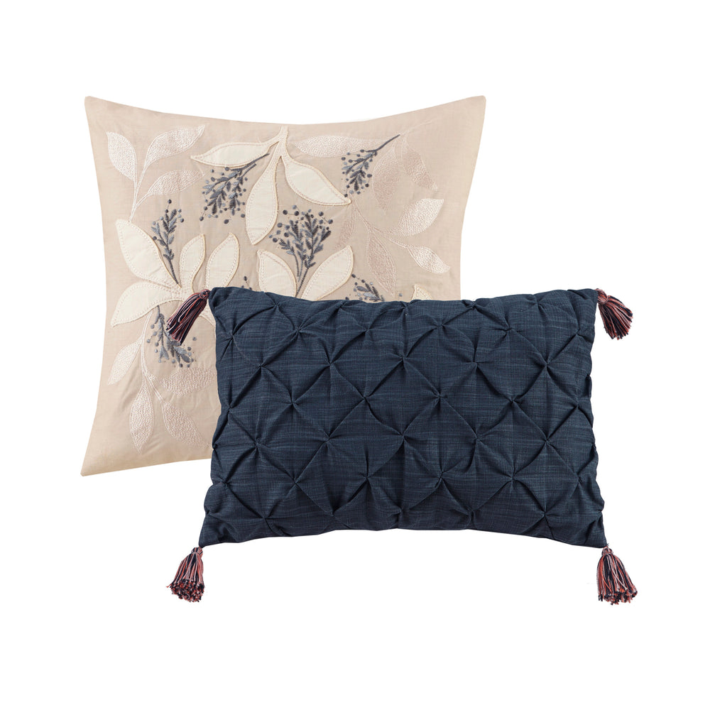 English Elm 8 Camillia Cotton Comforter Set Queen with Blush Floral Print, Ruffled Euro Shams, OEKO-TEX Safe Navy 13.78 L x 18.9 W x 13.78 H B035128843