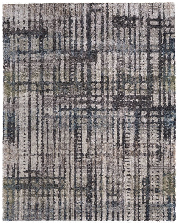 Feizy Rugs Skyview Collection Abstract Polypropylene Rug – Plush Texture, Contemporary Design For Elegant Spaces Gray,Black,Ivory Polypropylene Skv39qbfgrybgef10