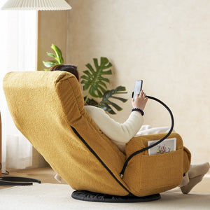 English Elm Adjustable ergonomic gaming lounge chair with 360° swivel, spring seat comfort and phone holder Yellow W244P172638
