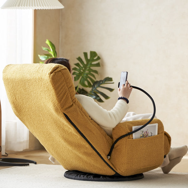 English Elm Adjustable ergonomic gaming lounge chair with 360° swivel, spring seat comfort and phone holder Yellow W244P172638