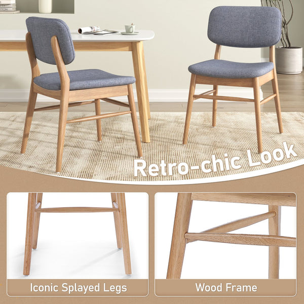 English Elm Christopher Knight Home® - Set Of 2 Mid-Century Upholstered Dining Chairs - Stylish Rubberwood Frame, Natural & Gray Finish N759P307029L