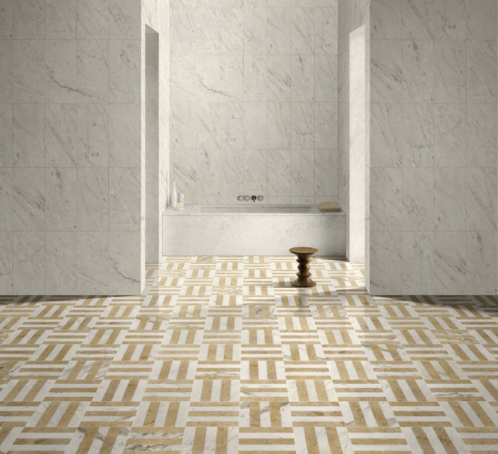 English Elm 12*12 Waterjet Marble Tiles - Luxurious White & Gold Polished Design For Elegant Floors & Walls W1696P262346