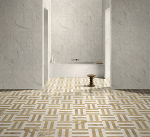 English Elm 12*12 Waterjet Marble Tiles - Luxurious White & Gold Polished Design For Elegant Floors & Walls W1696P262346