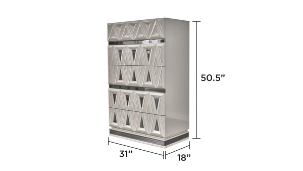 English Elm Lavita 5-Piece Queen Bedroom Set With Velvet Upholstery, Led Lighting, Gold Accents & Storage Solutions B009S01402