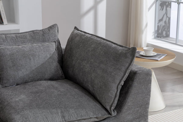 English Elm 74.8" Oversized Modular Cloud Sofa Deep Seat Cotton Linen Upholstered Living Room Couch Antique Grey W2530P458025