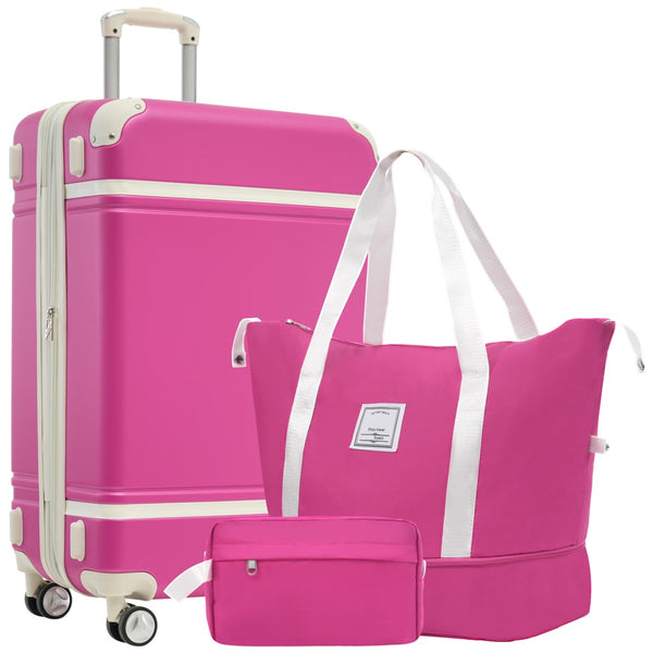 English Elm Hardshell Abs Suitcase Set with Tsa Lock Spinner Wheels Expandable 28 Inch Travel Pink N732P193485H