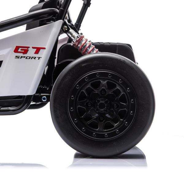 English Elm 24v Dual Motor Kids Go Kart with Drift Mode Roll Cage and Rear Suspension Ages 6 to 12 W1578P454061