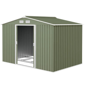 English Elm Backyard Galvanized Steel Storage Shed with Sliding Doors and Weather Resistant Build T3971S00162