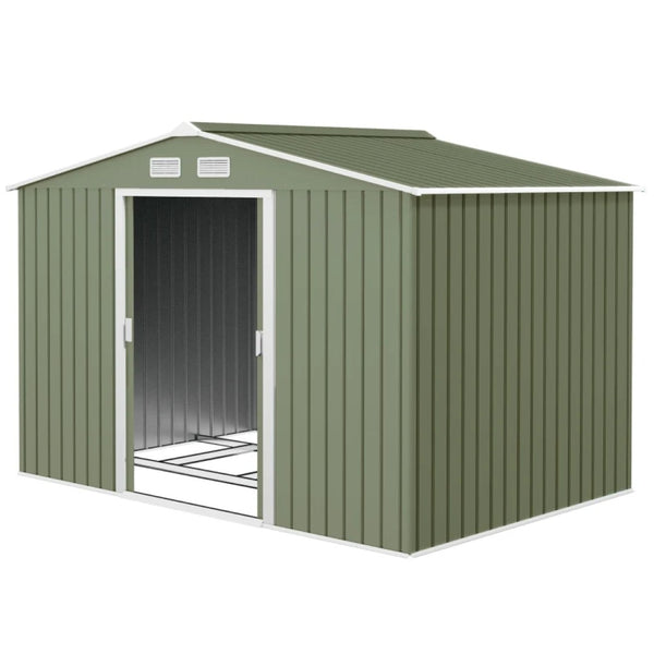 English Elm Backyard Galvanized Steel Storage Shed with Sliding Doors and Weather Resistant Build T3971S00162