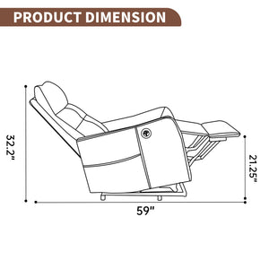 English Elm Brown Pu Leather Power Lift Recliner with Massage Heat and Usb for Senior Comfort W1803P364109