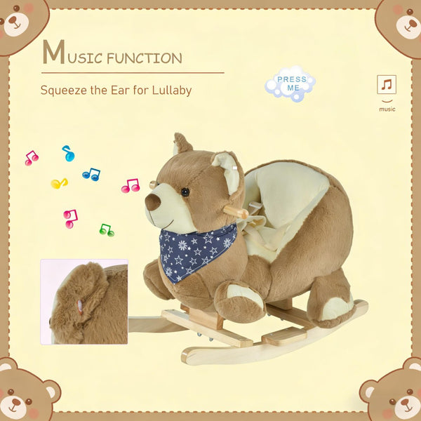 English Elm Dinosaur Plush Rocking Toy for Toddlers with Sound Effects and Wooden Base T3971P442708