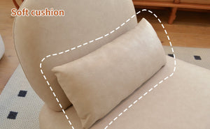 English Elm Cute Faux Leather Armless Accent Chair Solid Wood Legs Cushioned Seat Modern Cream W2105P440975